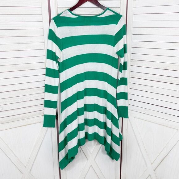 Tommy Bahama Rugby Stripe Knit Shark Bite Tunic Swim Cover Green White Small - Picture 10 of 13